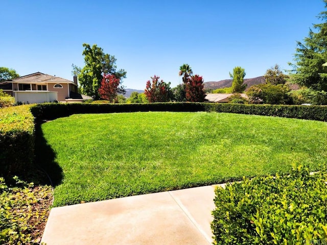 view of yard with a mountain view