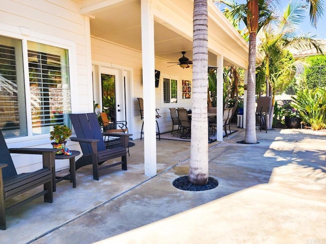 view of patio / terrace with ceiling fan