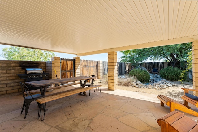 view of patio with area for grilling