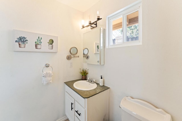 bathroom with toilet and vanity