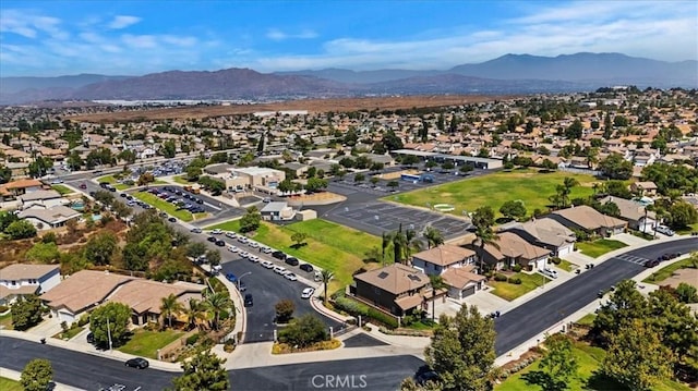 bird's eye view featuring a mountain view and a residential view