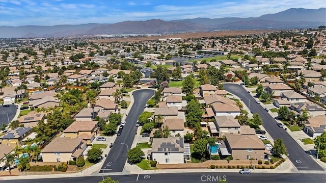 aerial view featuring a residential view and a mountain view