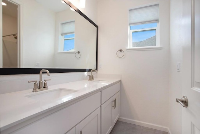 bathroom featuring vanity and tile patterned floors