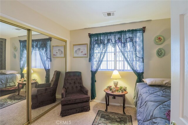 living area with carpet floors