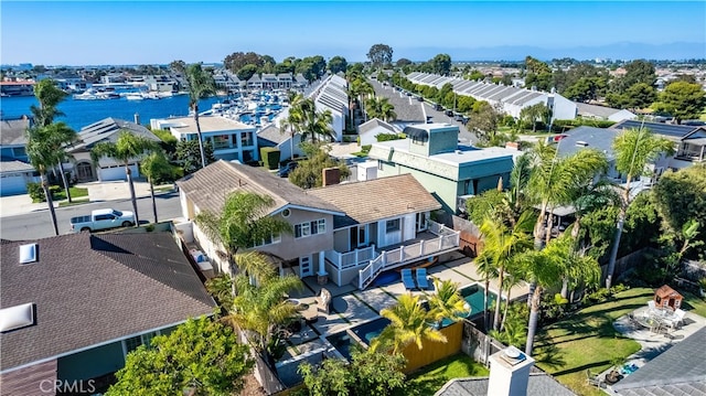 bird's eye view featuring a water view