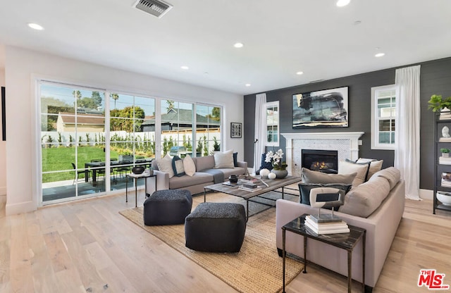 living room featuring light hardwood / wood-style floors