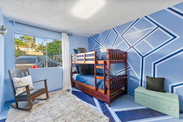 bedroom with a textured ceiling