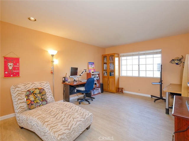 office space featuring hardwood / wood-style flooring