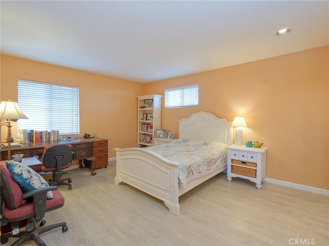 bedroom featuring light hardwood / wood-style flooring