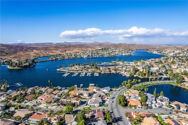 aerial view with a water and mountain view