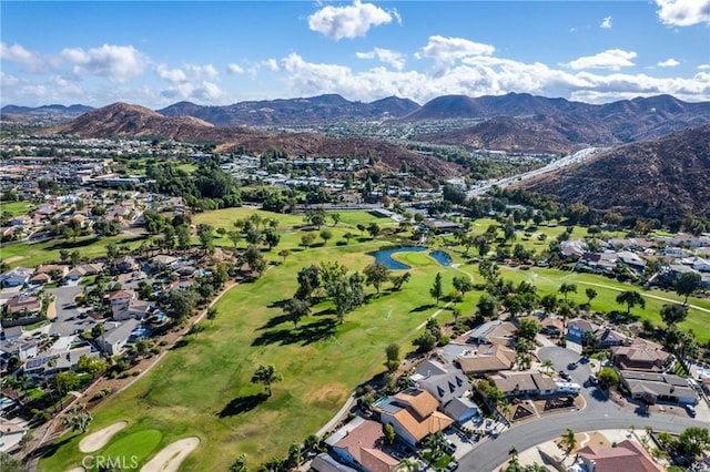 drone / aerial view featuring a mountain view