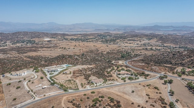 bird's eye view with a mountain view