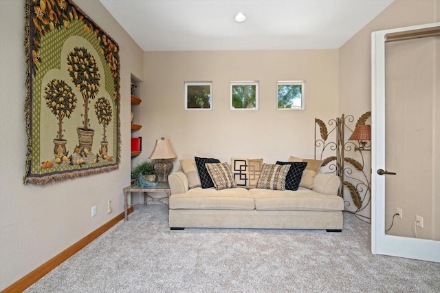 living room with carpet flooring