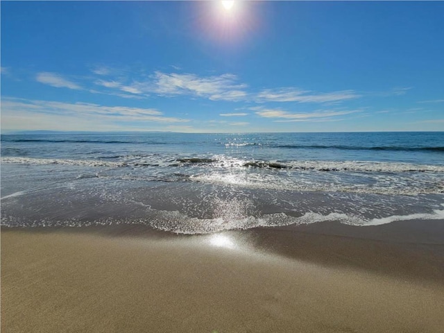 view of water feature featuring a beach view