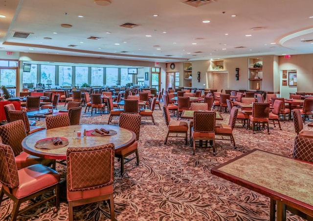 view of carpeted dining space