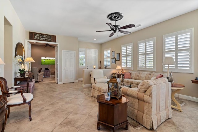 view of tiled living room