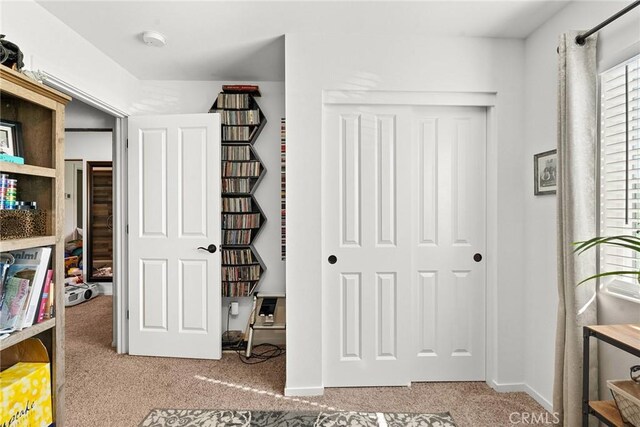 bedroom featuring a closet and carpet floors