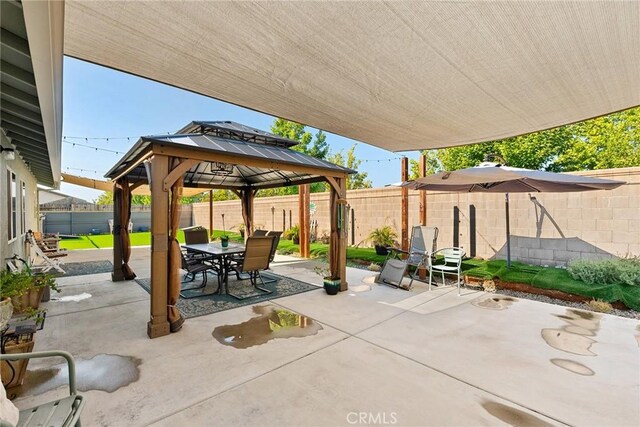 view of patio featuring a gazebo