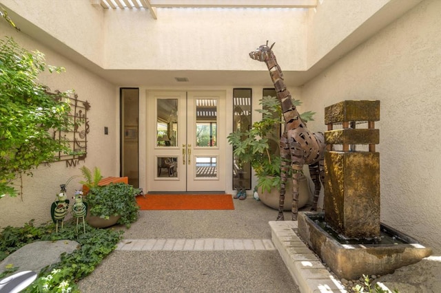 property entrance with french doors