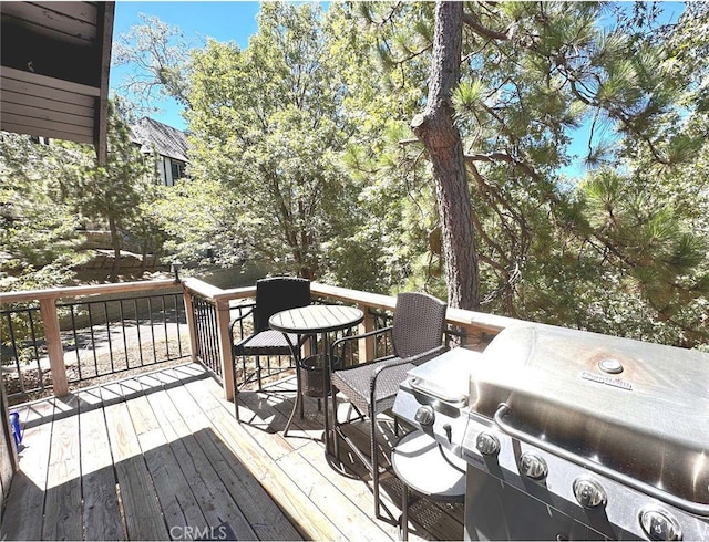 wooden terrace with grilling area