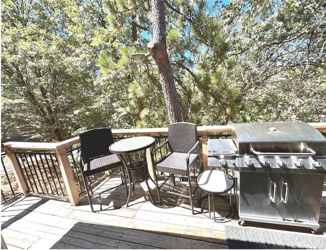 wooden deck with a grill