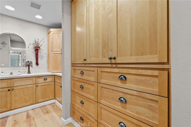 interior space featuring hardwood / wood-style floors and vanity