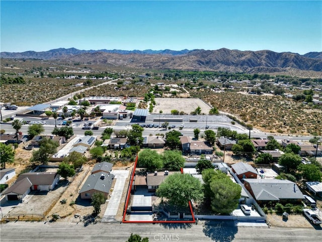 aerial view featuring a residential view and a mountain view