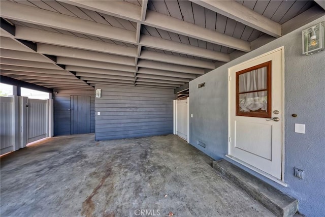 interior space with an attached carport