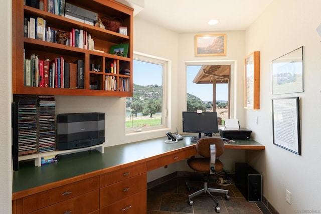 office featuring built in desk