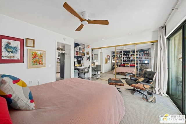 bedroom with a closet and ceiling fan