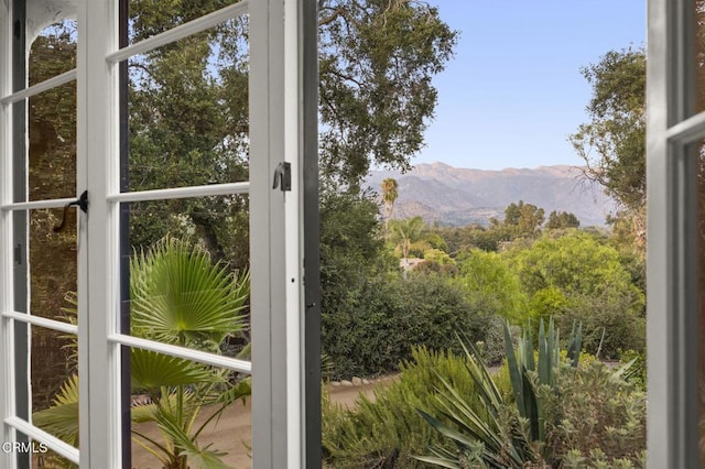 doorway with a mountain view