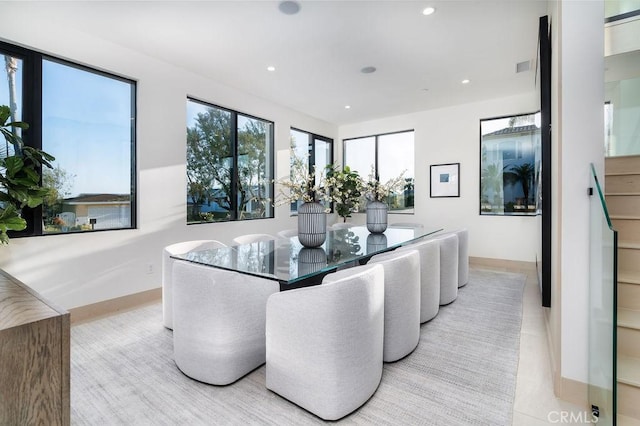 dining room with light tile patterned floors