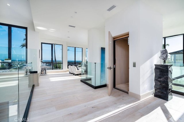 hallway with light hardwood / wood-style flooring