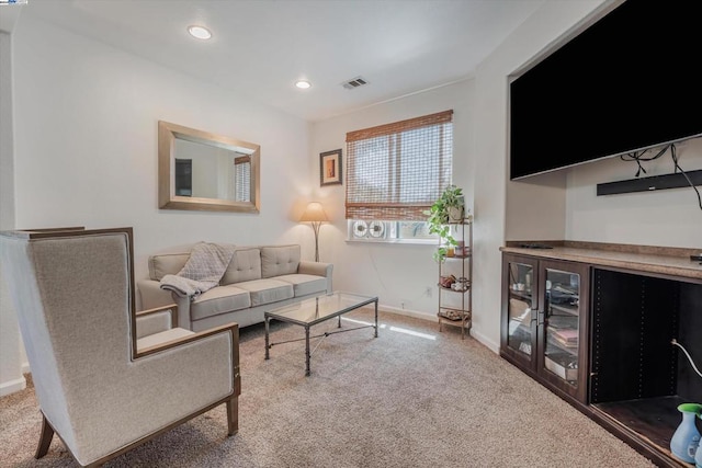 living room featuring carpet flooring