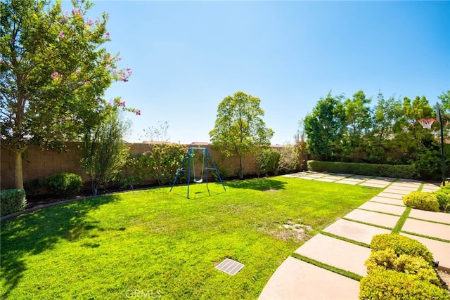 view of yard with a playground