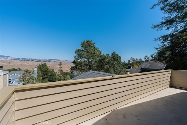 view of patio with a mountain view