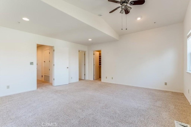 1550 Pineridge Dr, Cambria, CA 93428 - empty room with light carpet, a ceiling fan, and recessed lighting