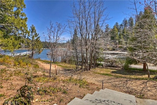 view of yard featuring a water view