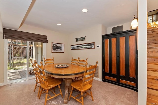 view of carpeted dining room