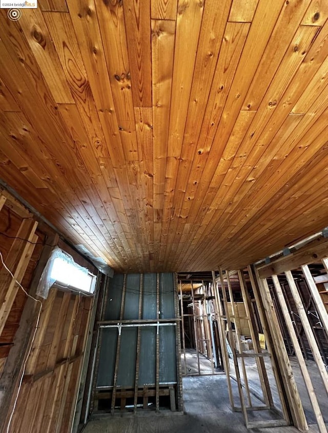 interior space with wood ceiling