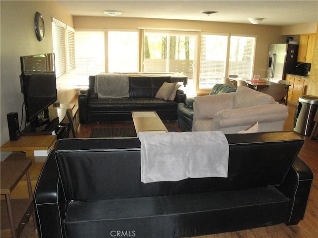 living room with hardwood / wood-style flooring