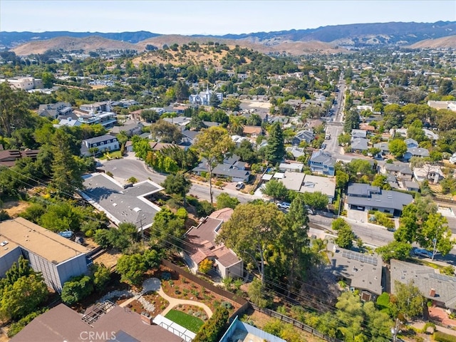 bird's eye view with a mountain view