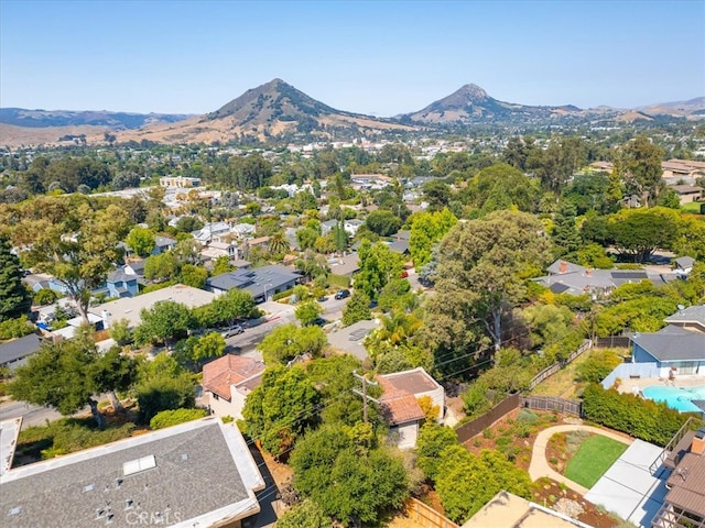 drone / aerial view with a mountain view