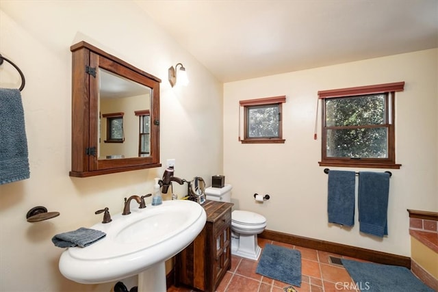 bathroom featuring tile patterned flooring, toilet, and sink