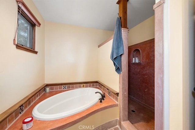 bathroom with separate shower and tub