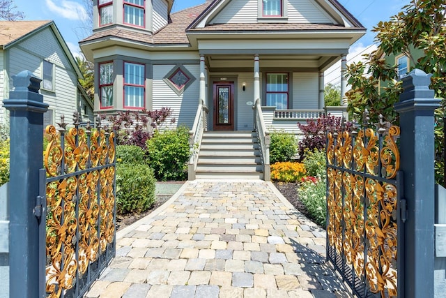 view of front of property with a porch