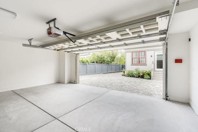 garage with a garage door opener