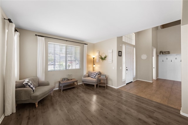 living area featuring dark hardwood / wood-style flooring