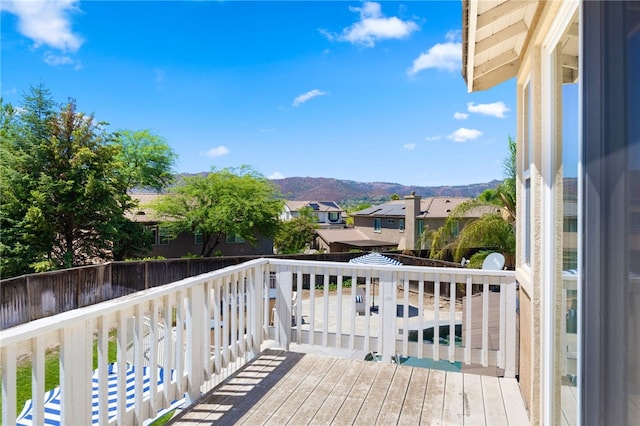 deck featuring a mountain view