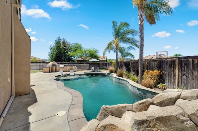 view of pool featuring a patio